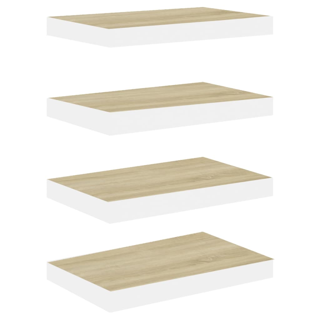 Étagères flottantes 4 pcs chêne et blanc 50x23x3,8 cm MDF - XIOS