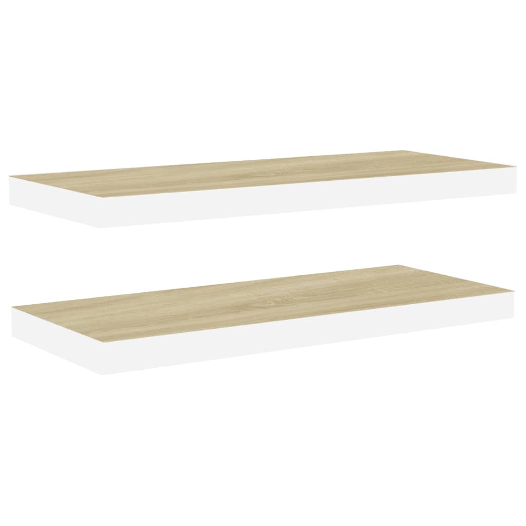 Étagères flottantes 2 pcs chêne et blanc 60x23,5x3,8 cm MDF - XIOS