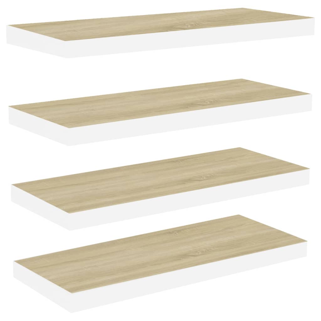 Étagères flottantes 4 pcs chêne et blanc 60x23,5x3,8 cm MDF - XIOS