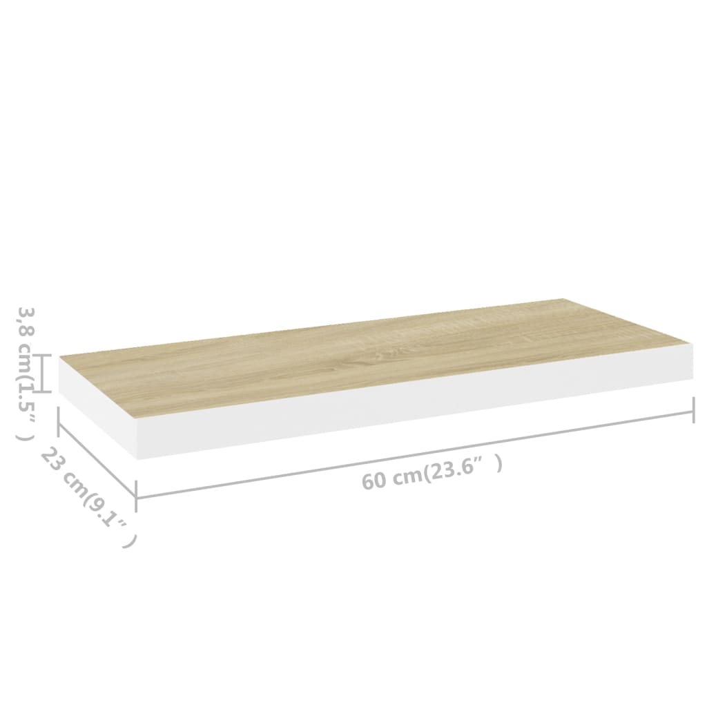 Étagères flottantes 4 pcs chêne et blanc 60x23,5x3,8 cm MDF - XIOS