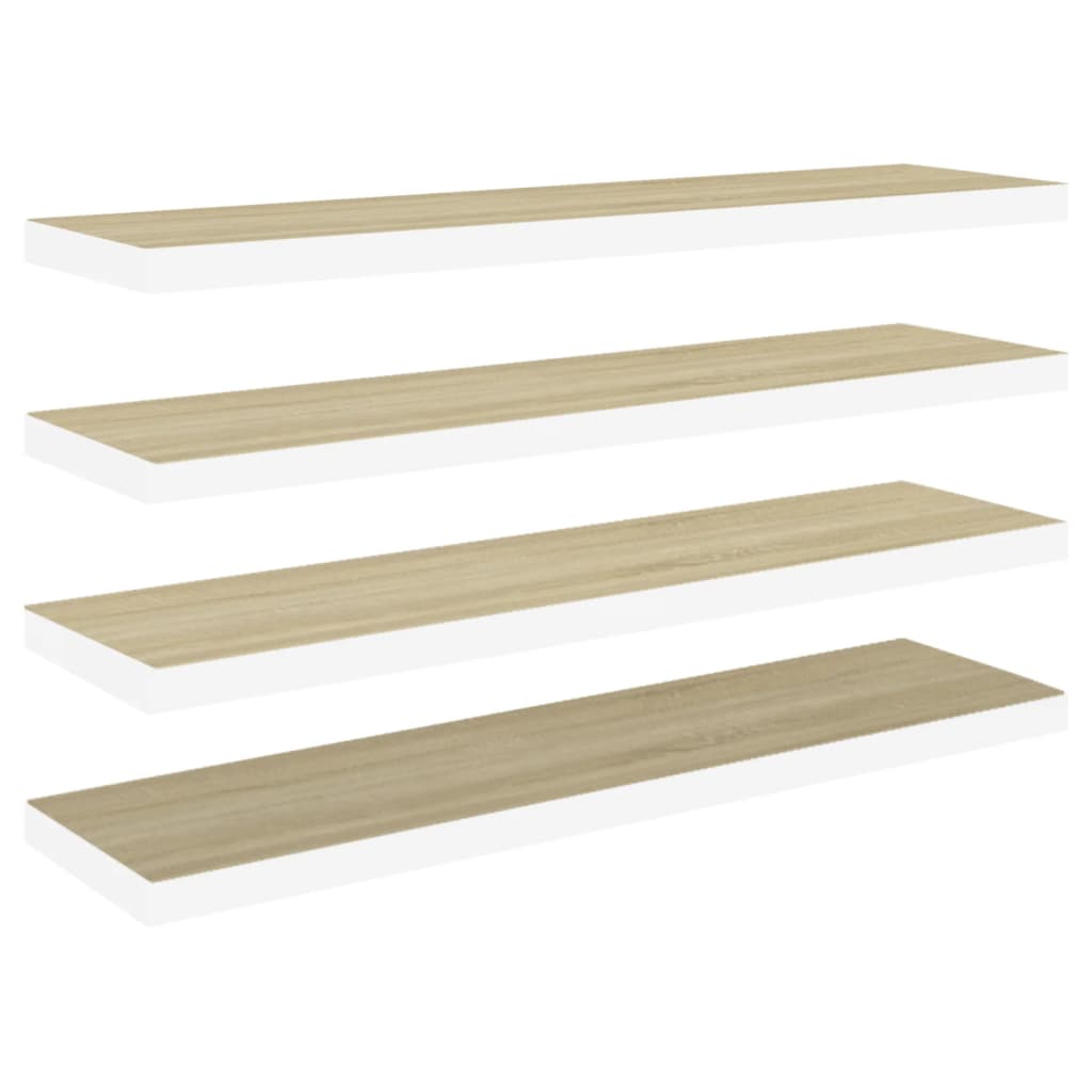 Étagères flottantes 4 pcs Chêne et blanc 90x23,5x3,8 cm MDF - XIOS