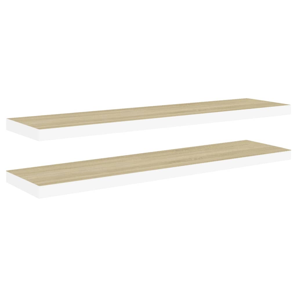 Étagères flottantes 2 pcs chêne et blanc 120x23,5x3,8 cm MDF - XIOS