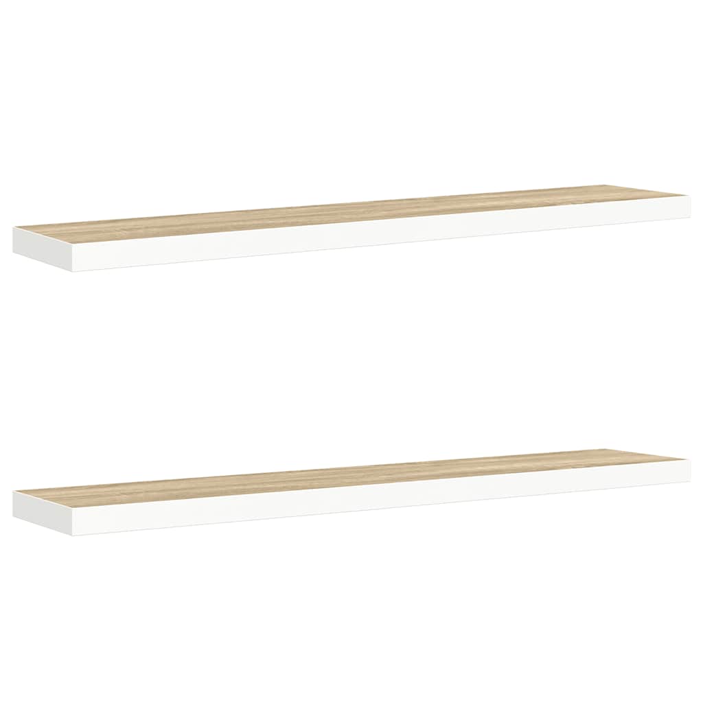 Étagères flottantes 2 pcs chêne et blanc 120x23,5x3,8 cm MDF - XIOS