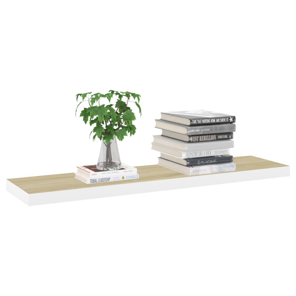Étagères flottantes 2 pcs chêne et blanc 120x23,5x3,8 cm MDF - XIOS