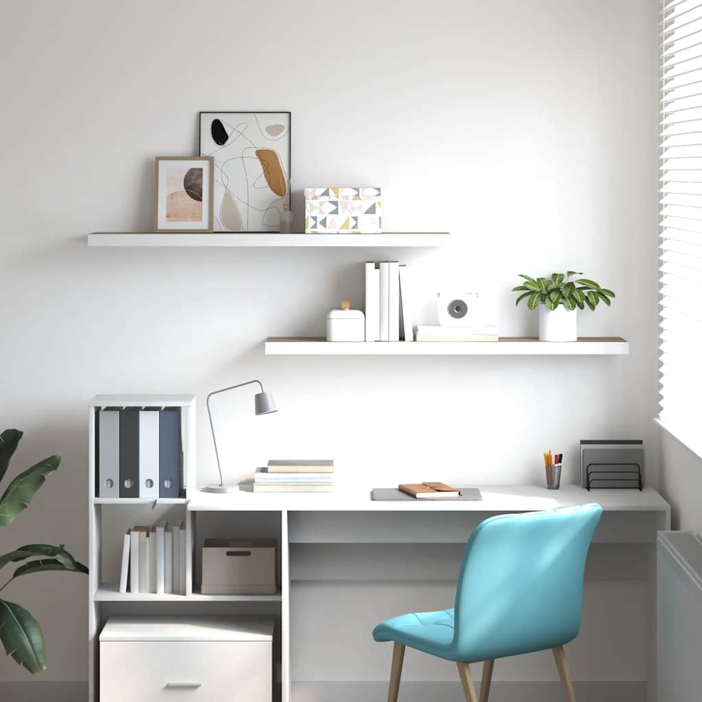 Étagères flottantes 2 pcs chêne et blanc 120x23,5x3,8 cm MDF - XIOS