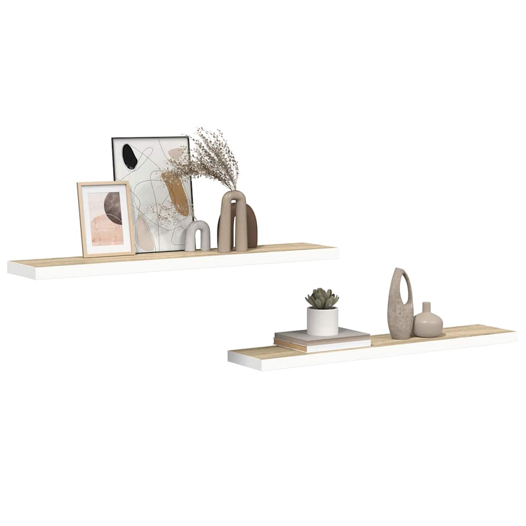 Étagères flottantes 2 pcs chêne et blanc 120x23,5x3,8 cm MDF - XIOS