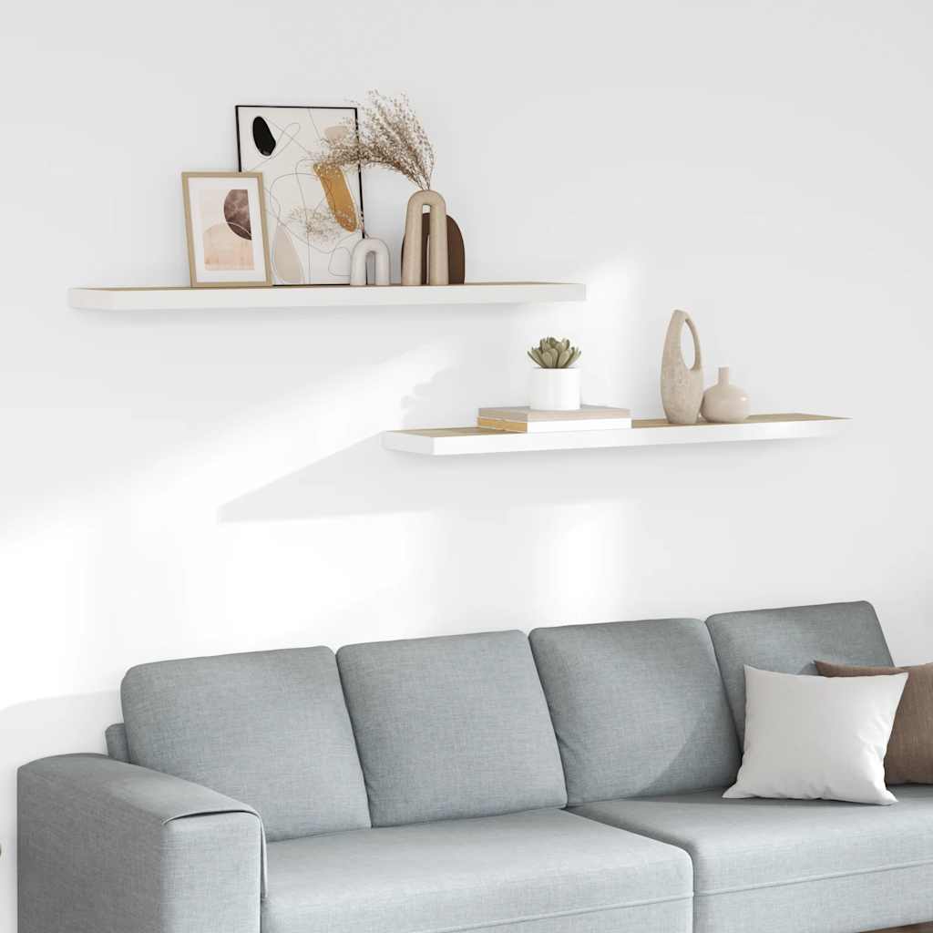 Étagères flottantes 2 pcs chêne et blanc 120x23,5x3,8 cm MDF - XIOS