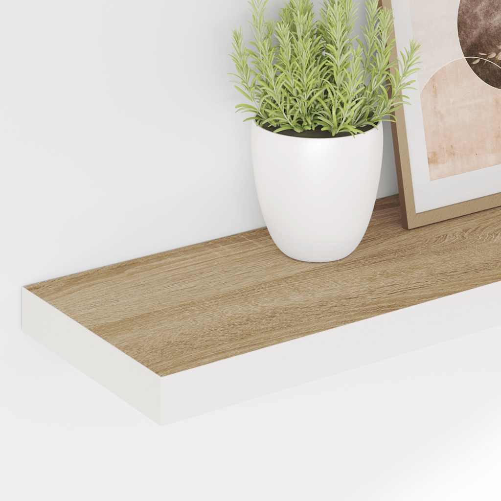 Étagères flottantes 4 pcs chêne et blanc 120x23,5x3,8 cm MDF - XIOS