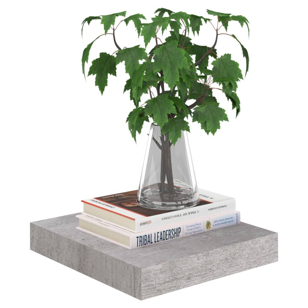 Étagères murales flottantes 2 pcs gris béton 23x23,5x3,8 cm MDF - XIOS