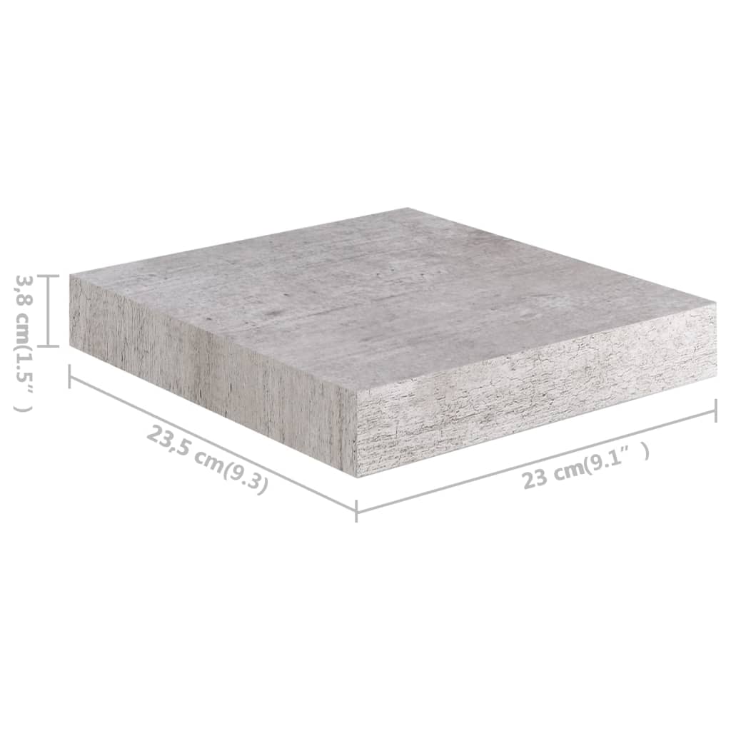 Étagères murales flottantes 2 pcs gris béton 23x23,5x3,8 cm MDF - XIOS