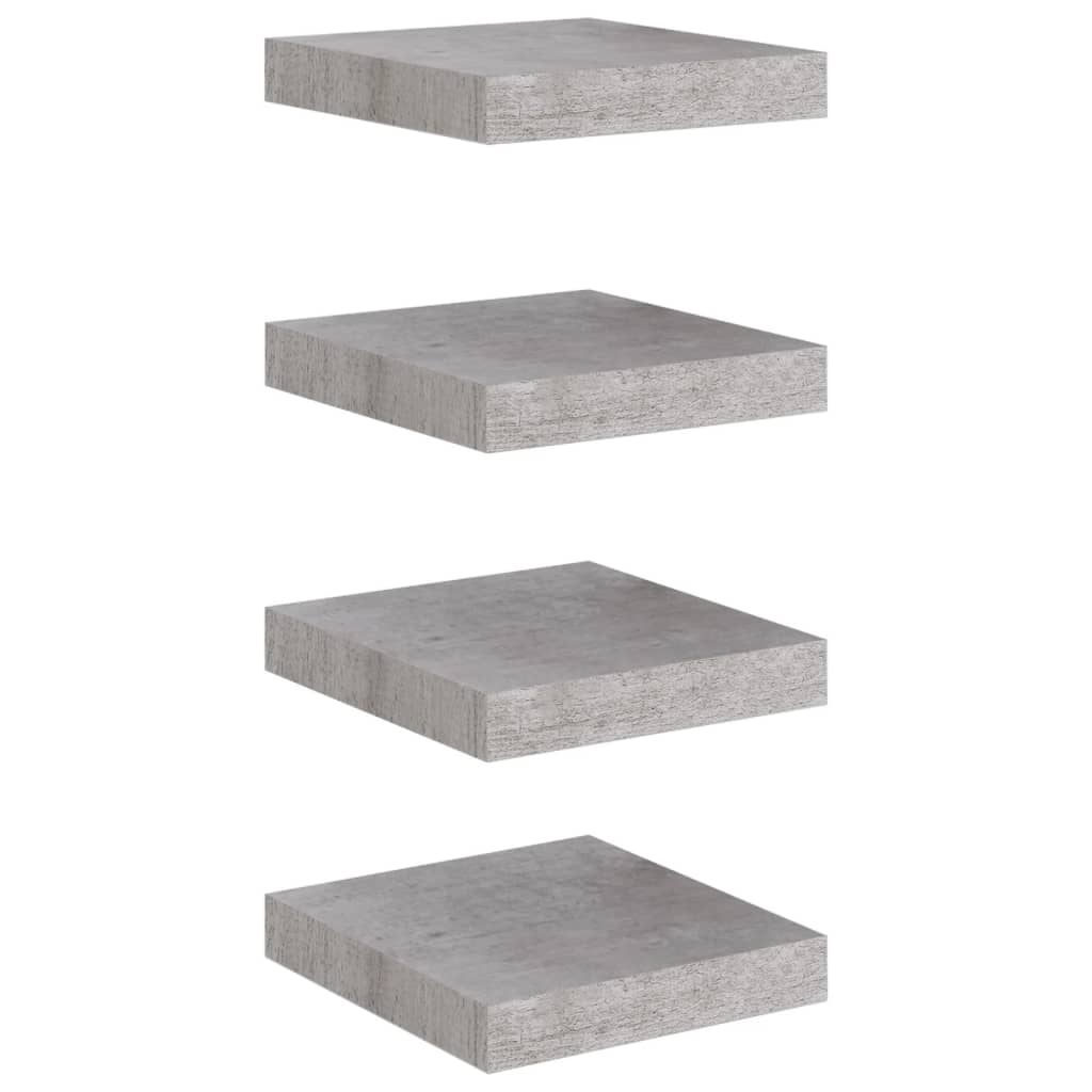 Étagères murales flottantes 4 pcs gris béton 23x23,5x3,8 cm MDF - XIOS