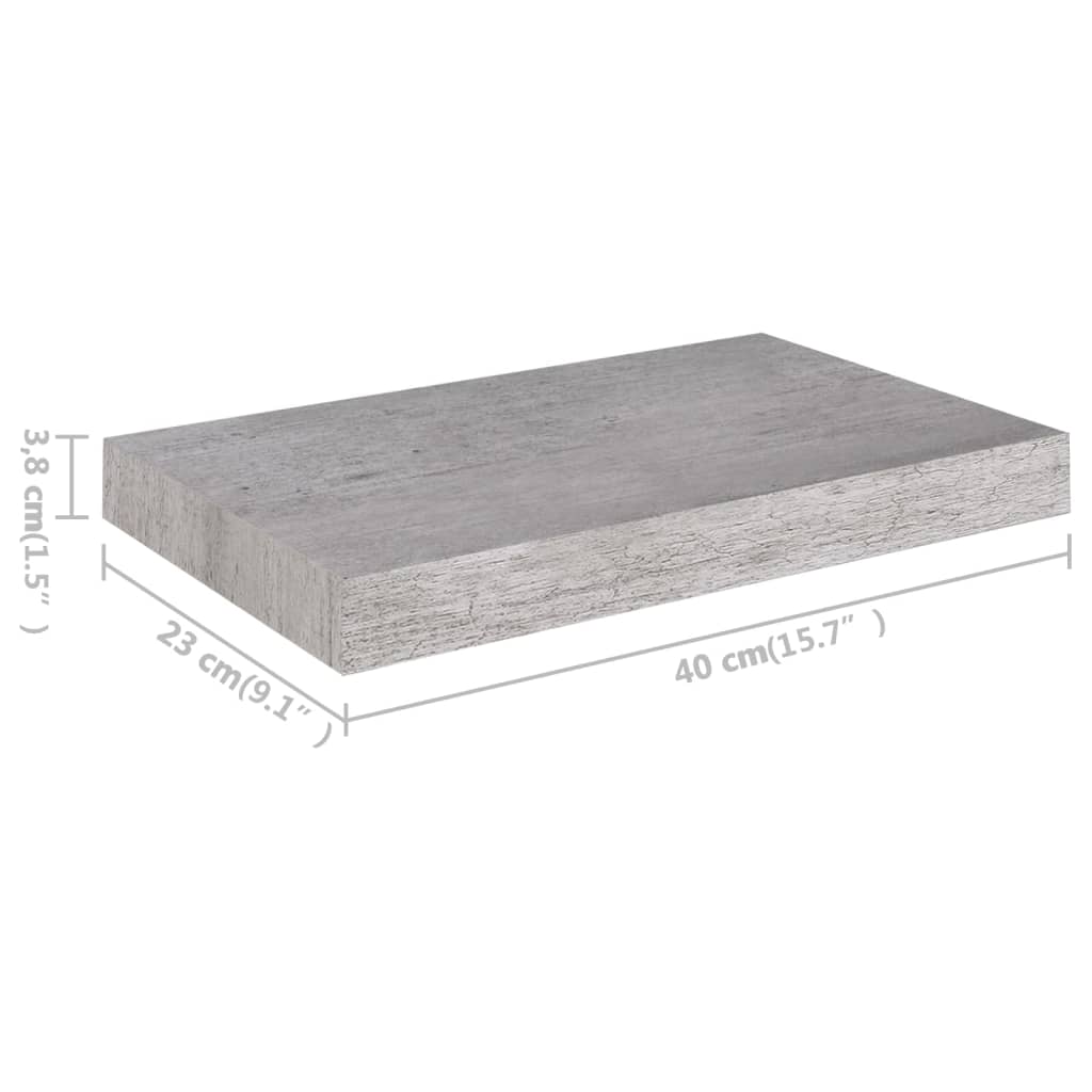 Étagère murale flottante gris béton 40x23x3,8 cm MDF - XIOS
