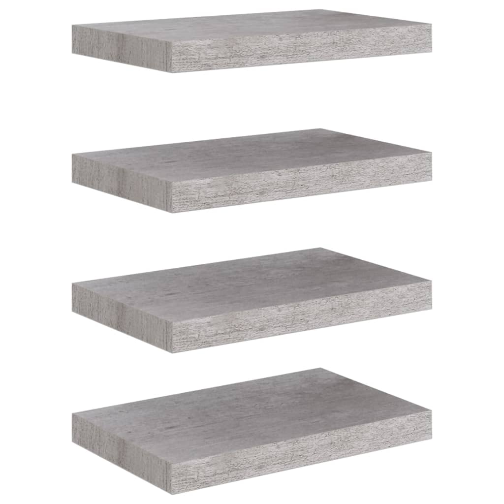 Étagères murales flottantes 4 pcs gris béton 40x23x3,8 cm MDF - XIOS