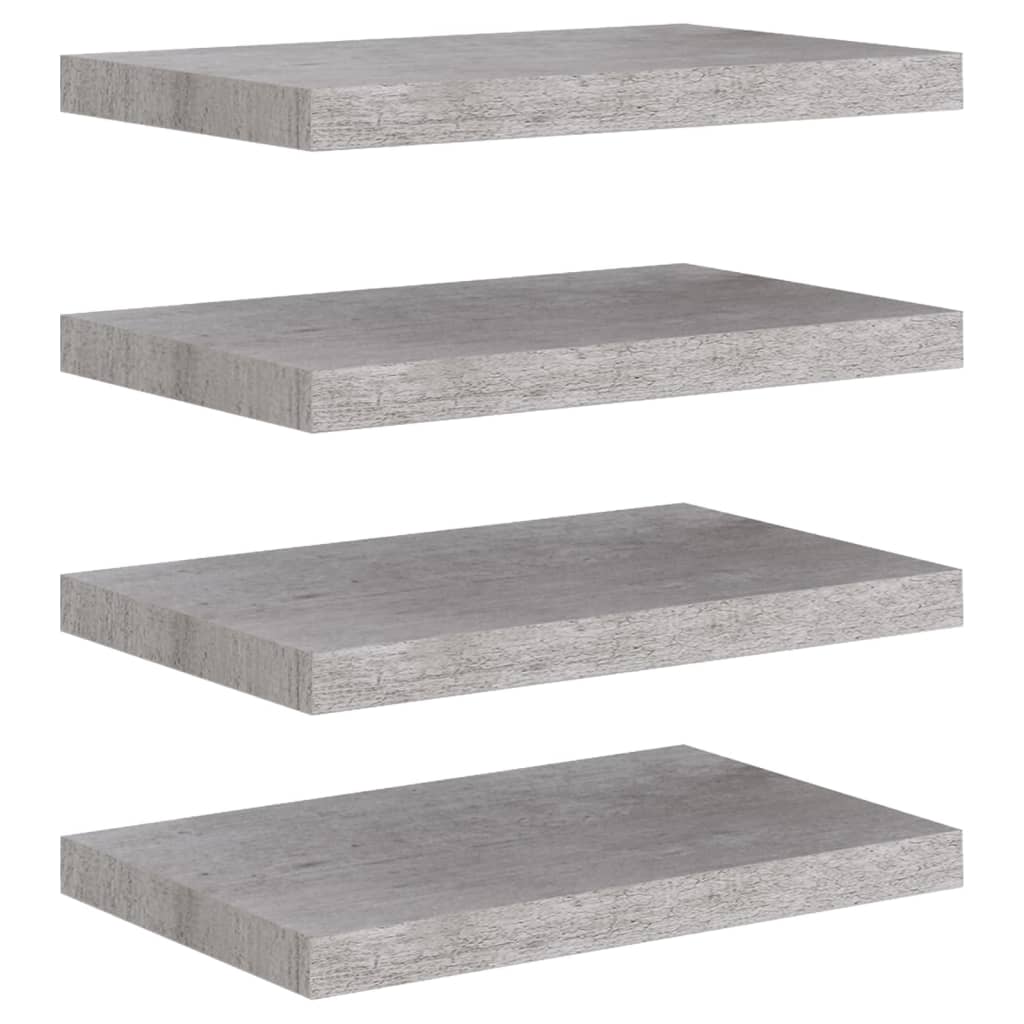 Étagères murales flottantes 4 pcs gris béton 50x23x3,8 cm MDF - XIOS