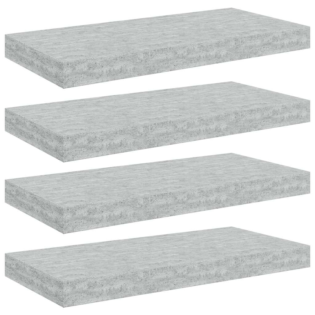 Étagères murales flottantes 4 pcs gris béton 50x23,5x3,8 cm MDF - XIOS