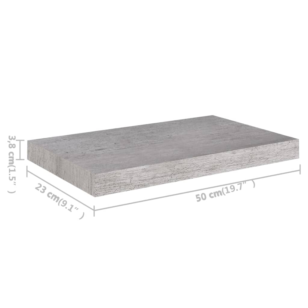 Étagères murales flottantes 4 pcs gris béton 50x23x3,8 cm MDF - XIOS
