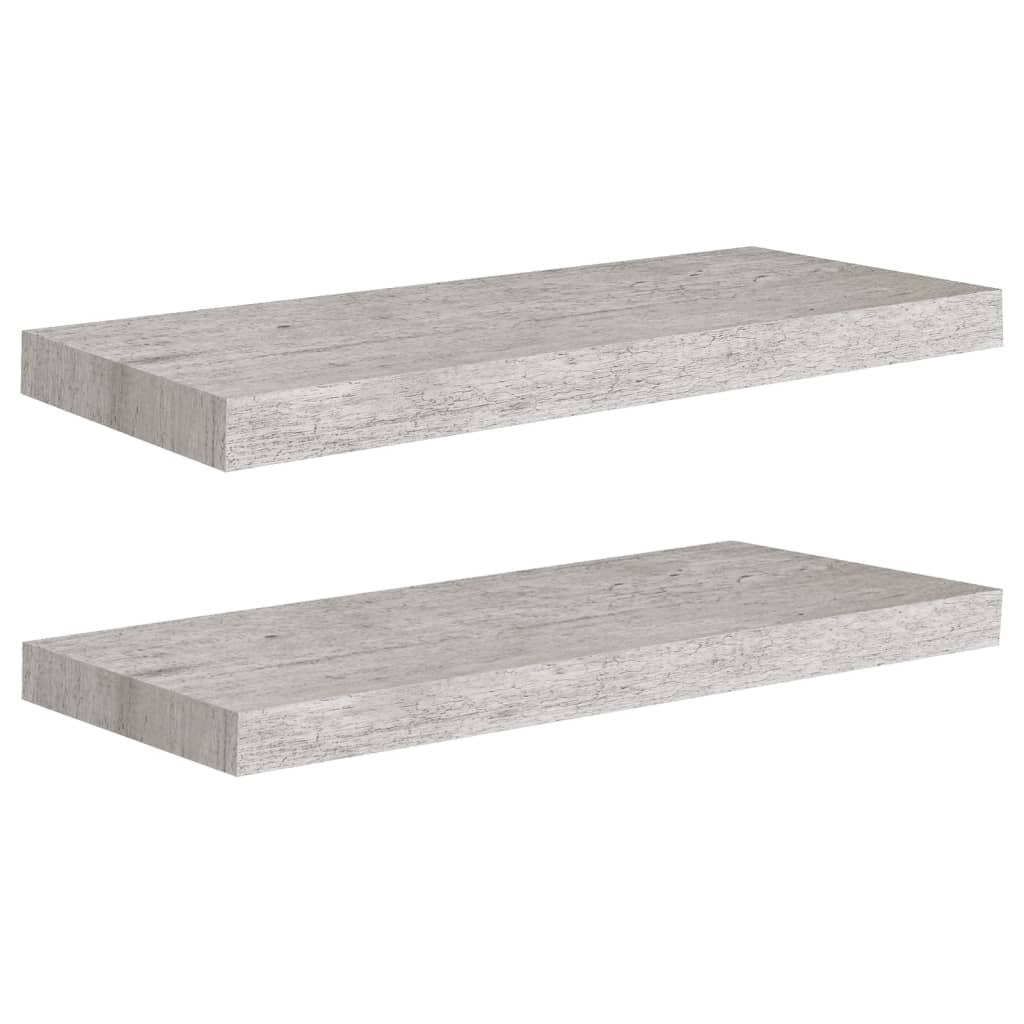 Étagères murales flottantes 2 pcs gris béton 60x23,5x3,8 cm MDF - XIOS