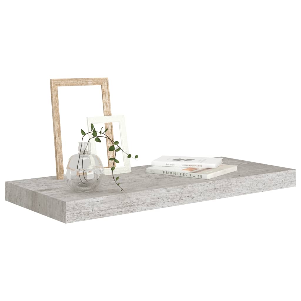 Étagères murales flottantes 2 pcs gris béton 60x23,5x3,8 cm MDF - XIOS