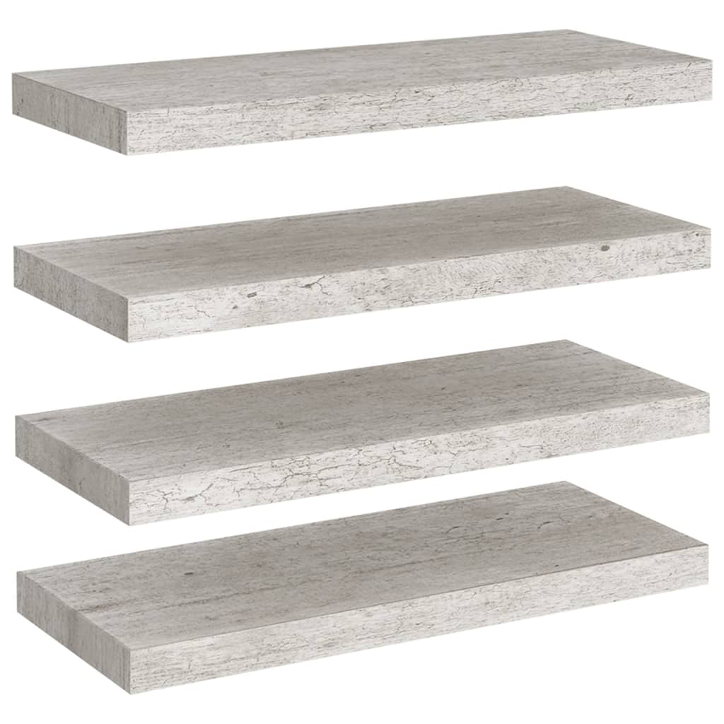 Étagères murales flottantes 4 pcs gris béton 60x23,5x3,8 cm MDF - XIOS