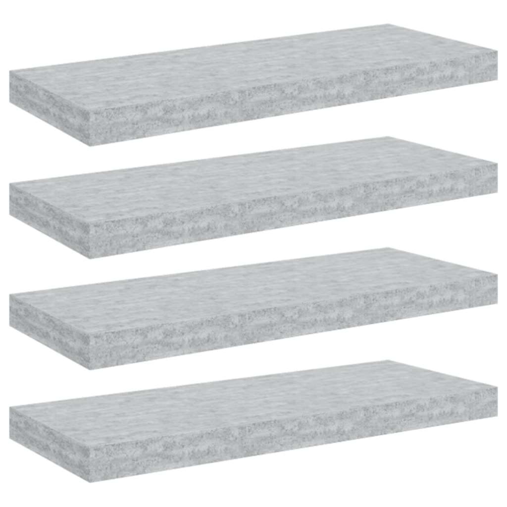 Étagères murales flottantes 4 pcs gris béton 60x23,5x3,8 cm MDF - XIOS