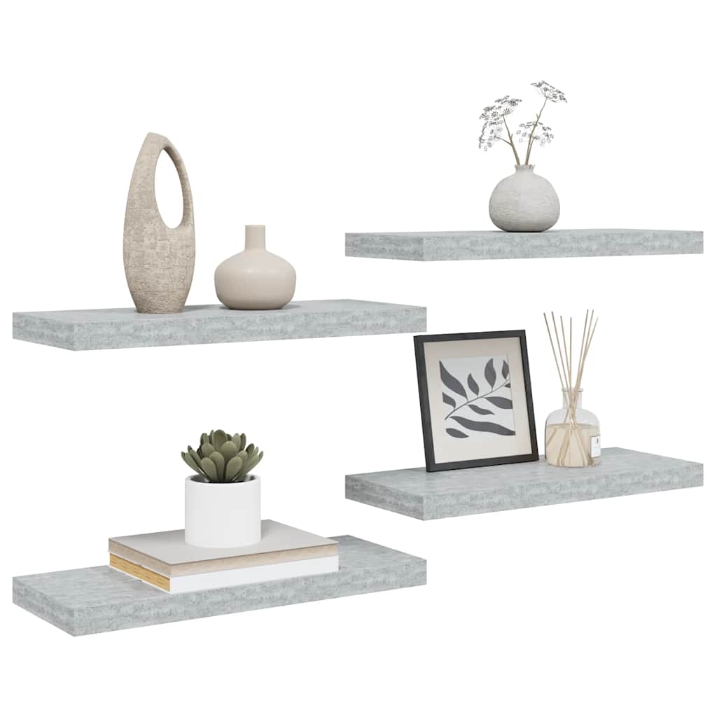 Étagères murales flottantes 4 pcs gris béton 60x23,5x3,8 cm MDF - XIOS