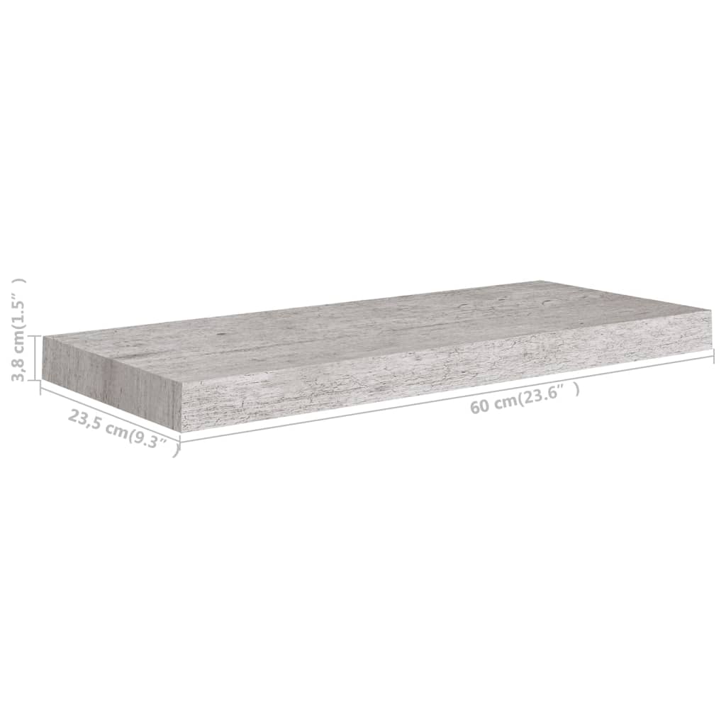 Étagères murales flottantes 4 pcs gris béton 60x23,5x3,8 cm MDF - XIOS