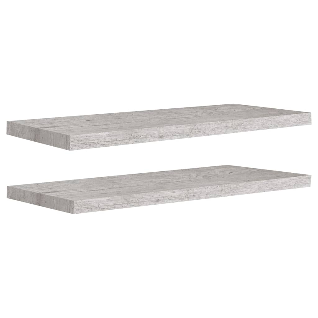 Étagères murales flottantes 2 pcs gris béton 80x23,5x3,8 cm MDF - XIOS