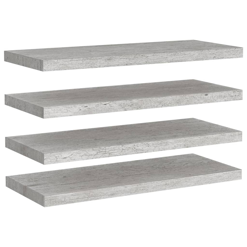 Étagères murales flottantes 4 pcs gris béton 80x23,5x3,8 cm MDF - XIOS