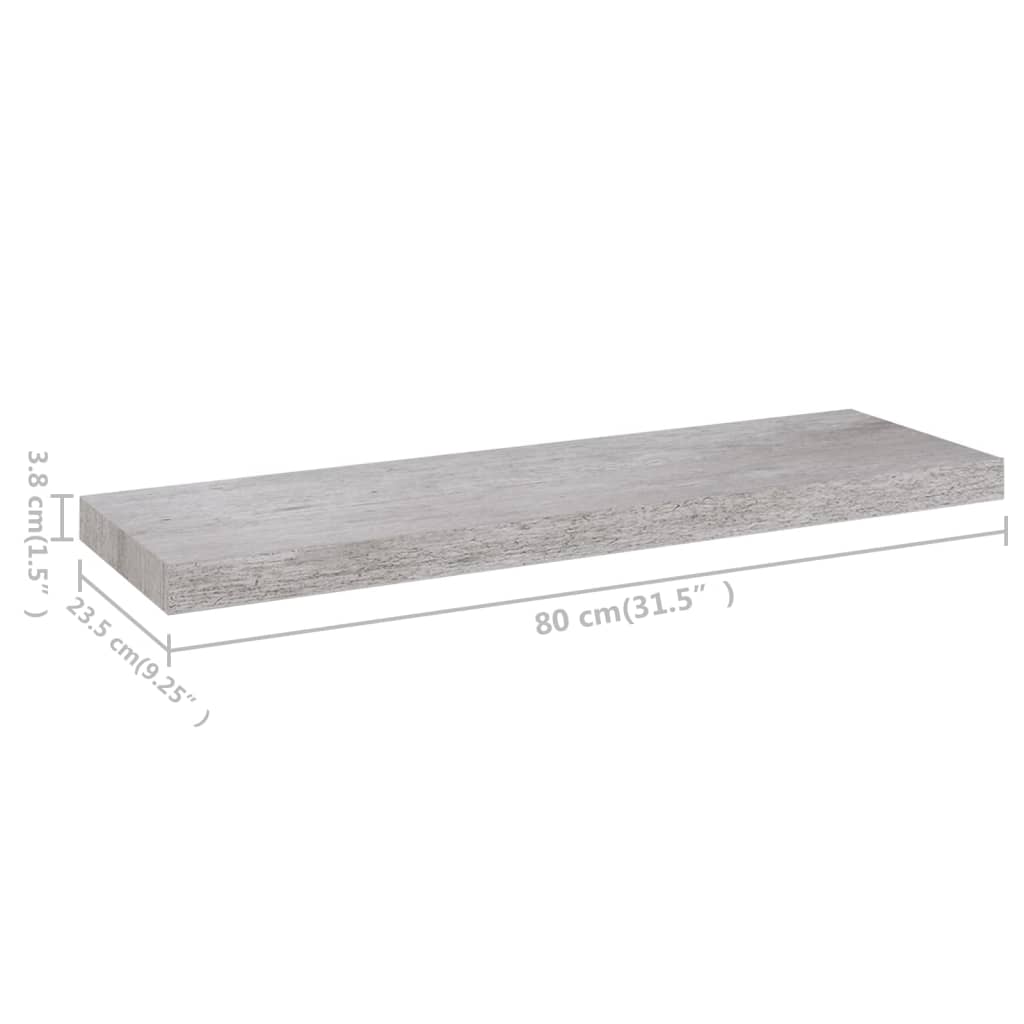 Étagères murales flottantes 4 pcs gris béton 80x23,5x3,8 cm MDF - XIOS