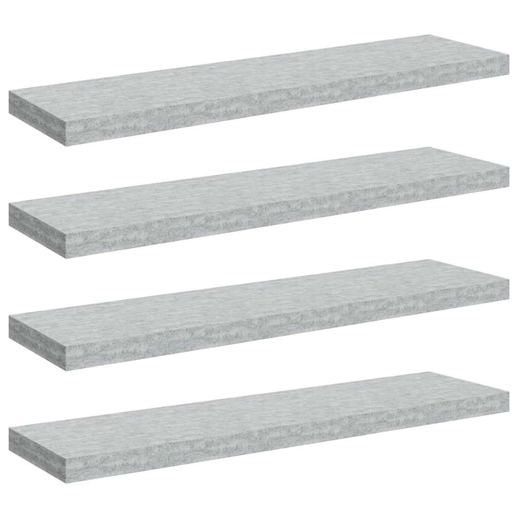 Étagères murales flottantes 4 pcs Gris béton 90x23,5x3,8cm MDF - XIOS
