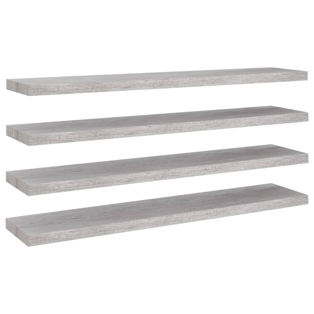 Étagères murales flottantes 4 pcs gris béton 120x23,5x3,8cm MDF - XIOS