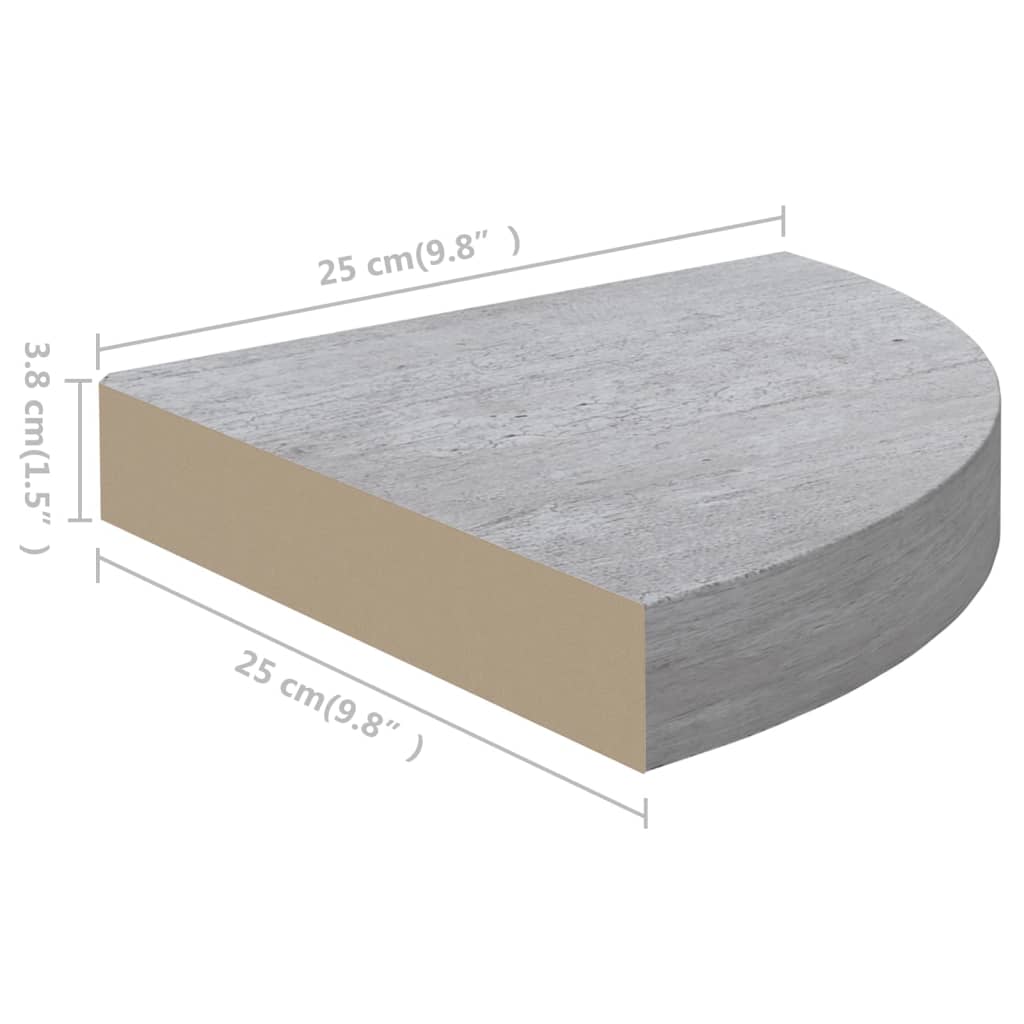 Étagère d'angle murale Gris béton 25x25x3,8 cm MDF - XIOS