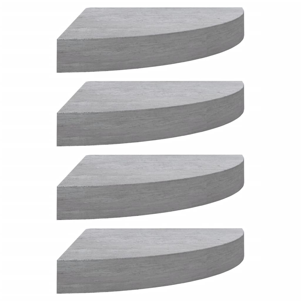 Étagères d'angle murales 4 pcs Gris béton 25x25x3,8 cm MDF - XIOS