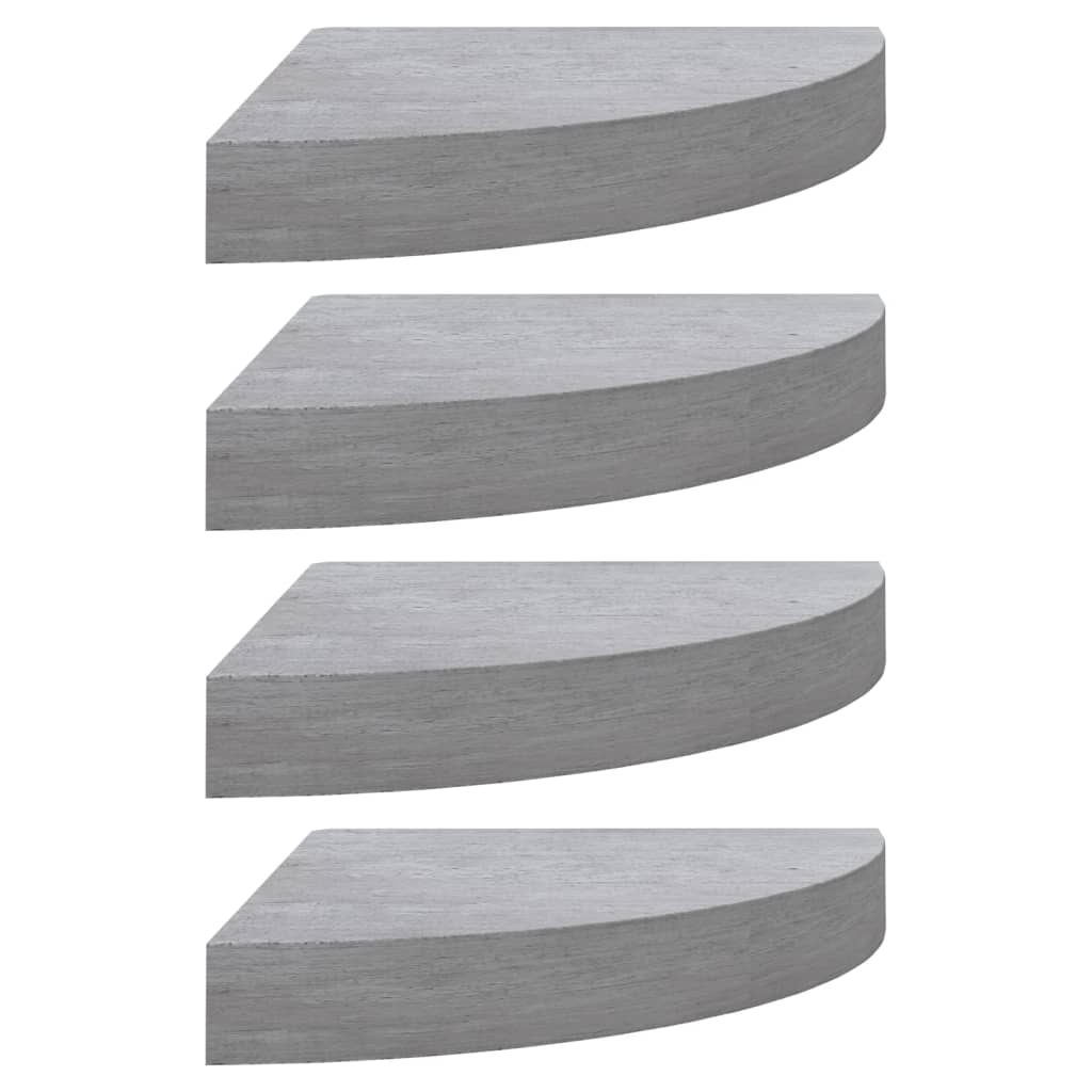 Étagères d'angle murales 4 pcs Gris béton 35x35x3,8 cm MDF - XIOS