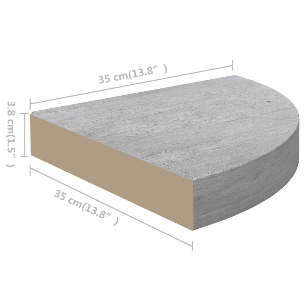 Étagères d'angle murales 4 pcs Gris béton 35x35x3,8 cm MDF - XIOS