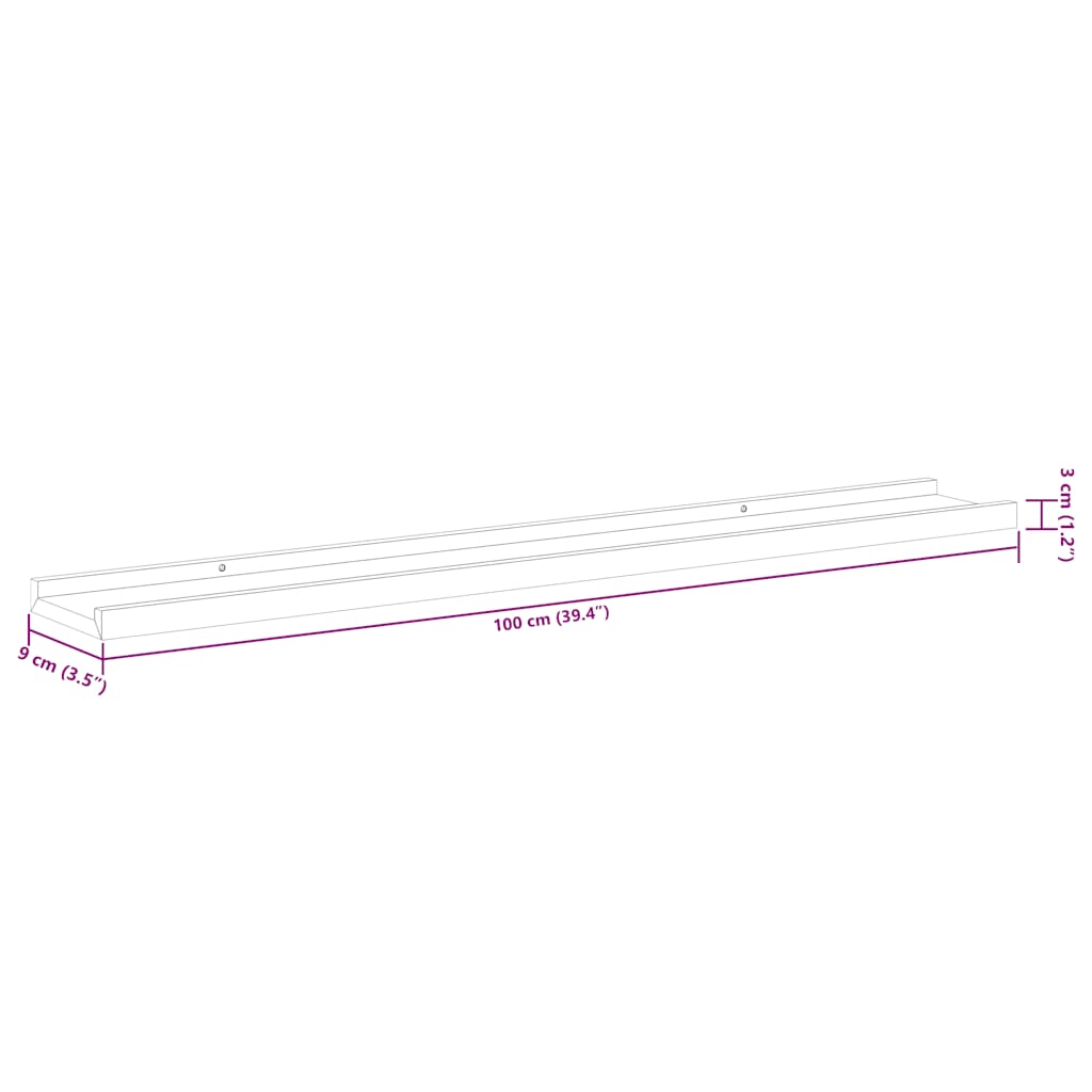 Étagères murales 4 pcs Noir 100x9x3 cm - XIOS