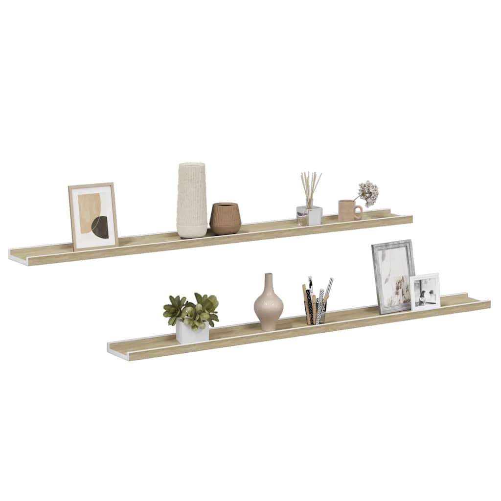 Étagères murales 2 pcs blanc et chêne sonoma 115x9x3 cm - XIOS