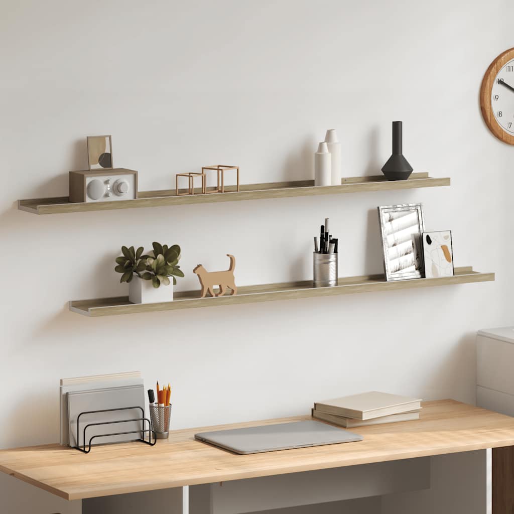 Étagères murales 2 pcs blanc et chêne sonoma 115x9x3 cm - XIOS