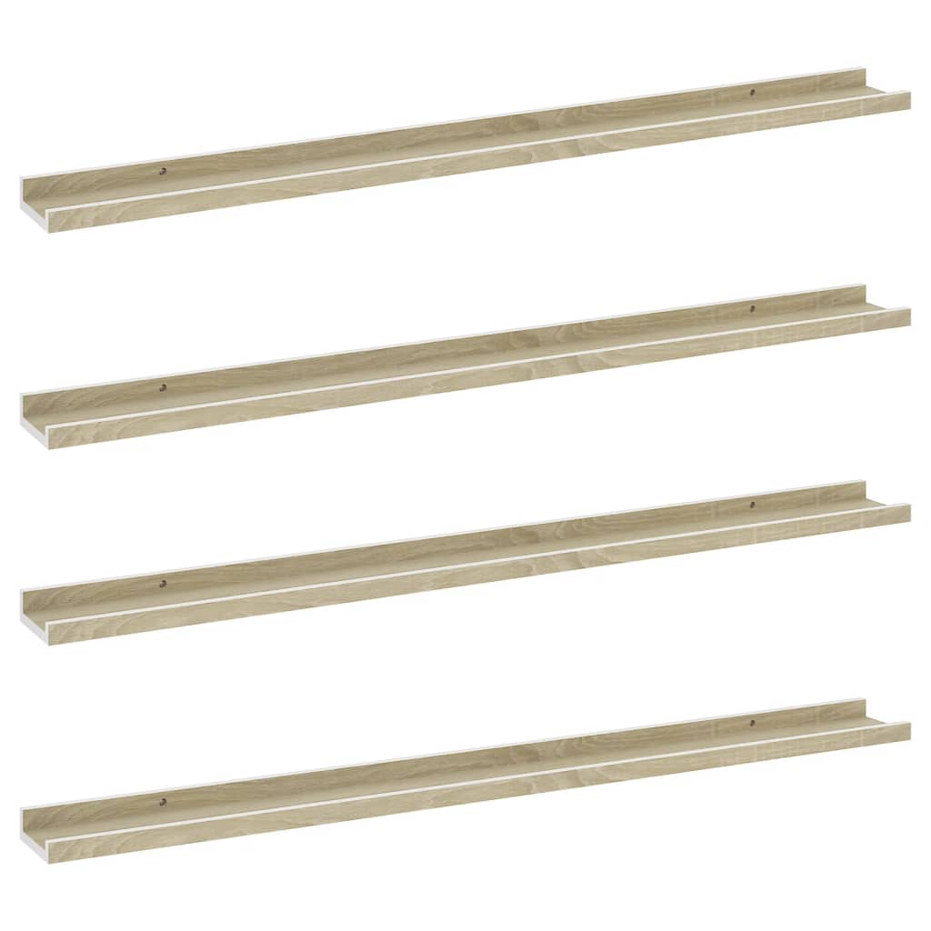 Étagères murales 4 pcs blanc et chêne sonoma 100x9x3 cm - XIOS