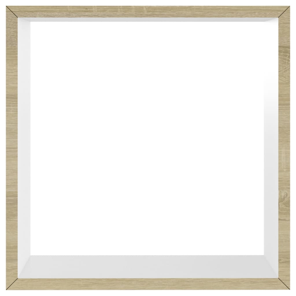 Étagères murales sous forme de cube 3 pcs Blanc et chêne sonoma - XIOS