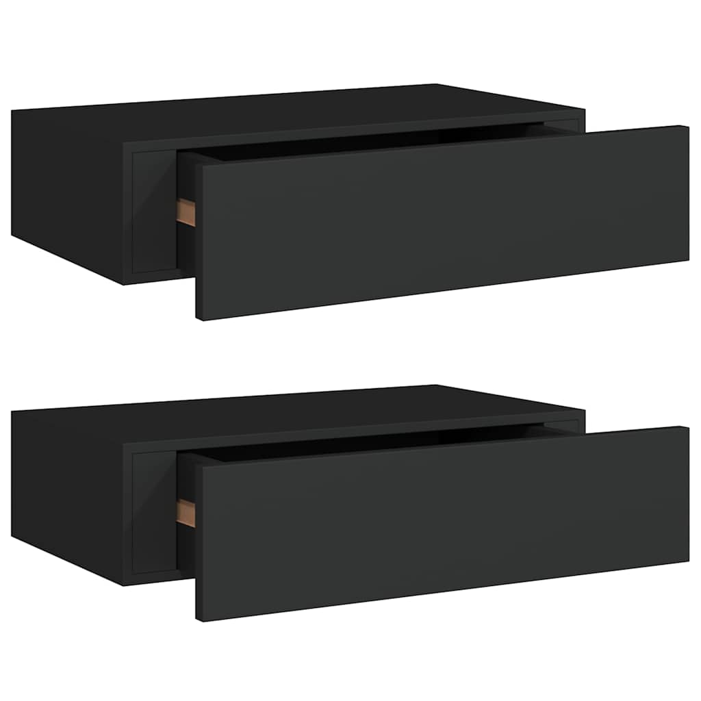 Étagères à tiroirs murales 2 pcs noir 40x23,5x10 cm MDF - XIOS