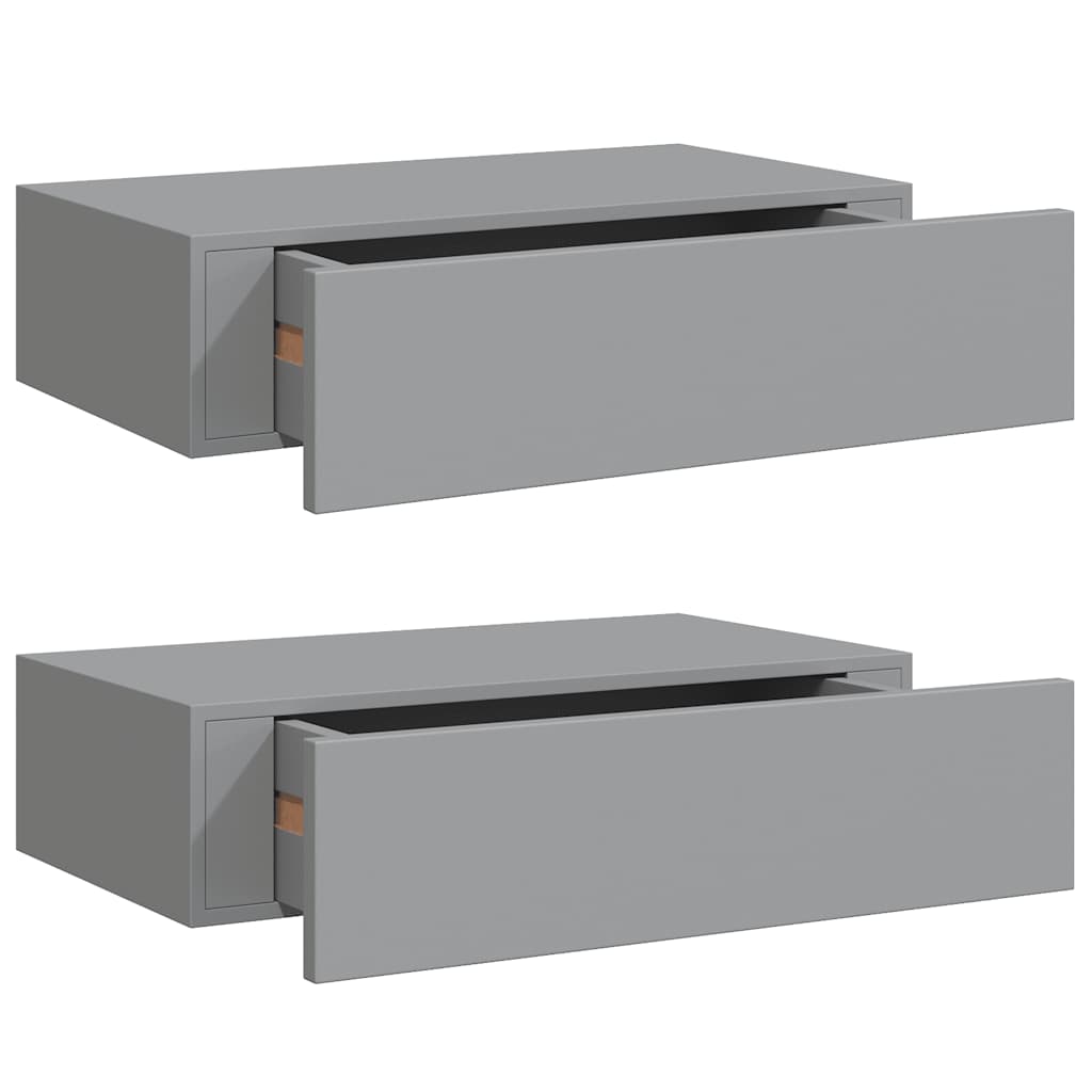 Étagères à tiroirs murales 2 pcs gris 40x23,5x10 cm MDF - XIOS