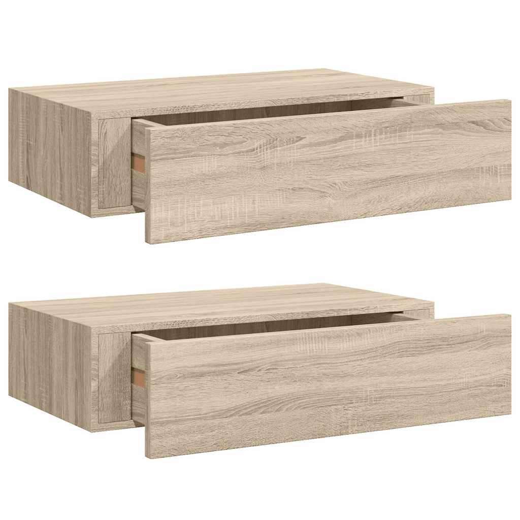 Étagères à tiroirs murales 2 pcs chêne 40x23,5x10 cm MDF - XIOS