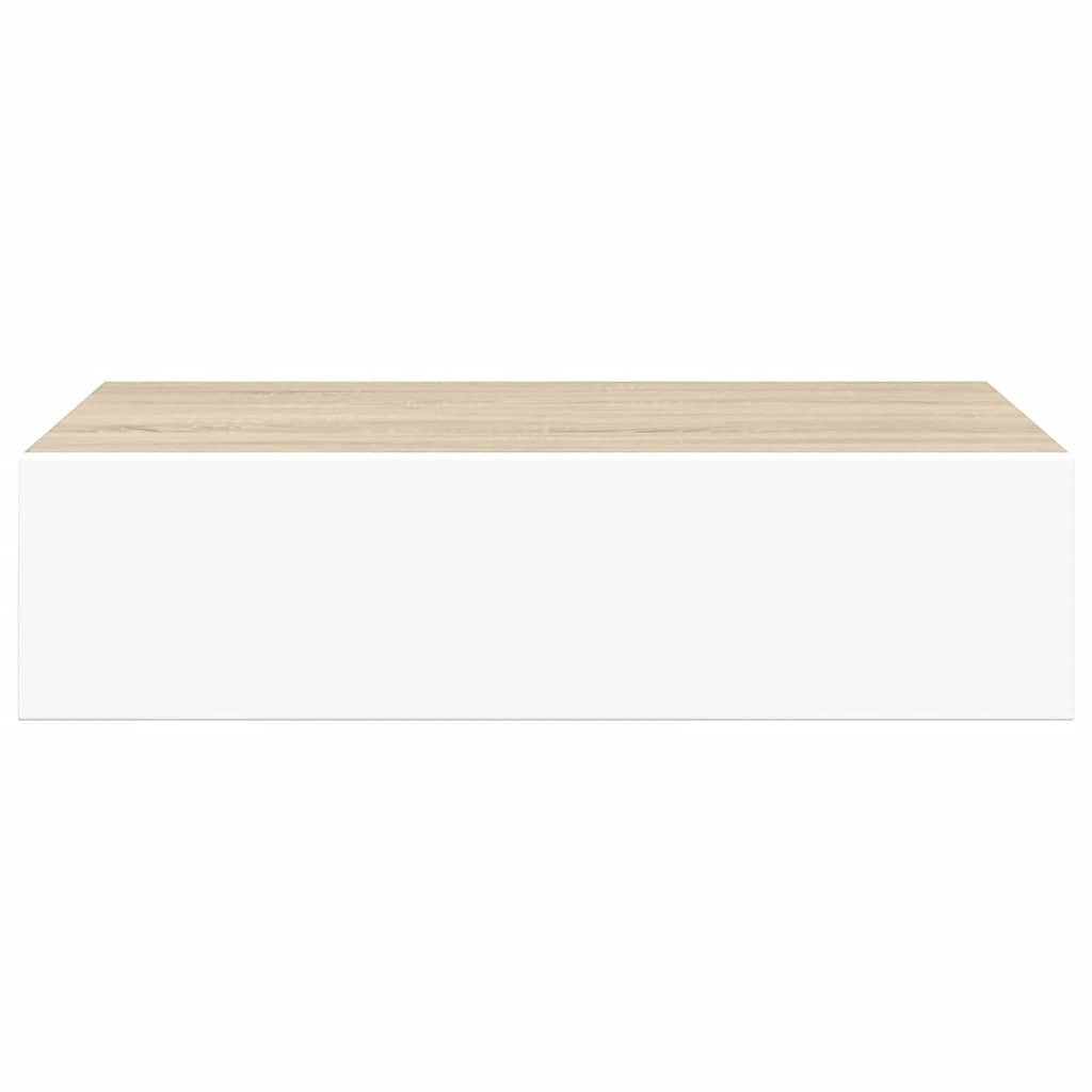 Étagères à tiroir murales 2 pcs Chêne et blanc 40x23,5x10cm MDF - XIOS