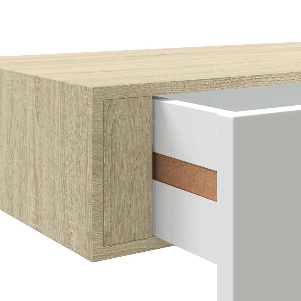 Étagères à tiroir murales 2 pcs Chêne et blanc 40x23,5x10cm MDF - XIOS