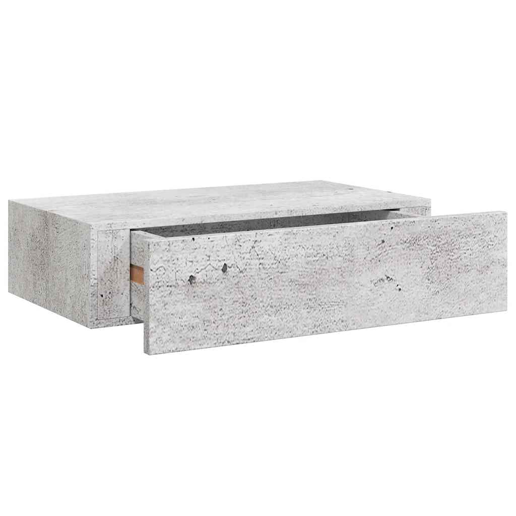 Étagère à tiroir murale Gris béton 40x23,5x10 cm MDF - XIOS
