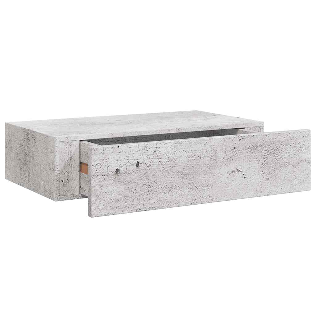 Étagères à tiroir murales 2 pcs Gris béton 40x23,5x10 cm MDF - XIOS