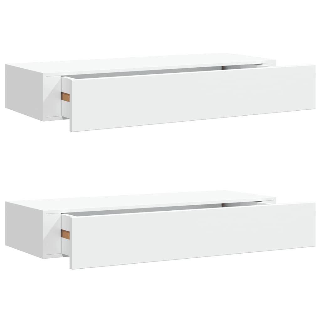 Étagères à tiroirs murales 2 pcs Blanc 60x23,5x10 cm MDF - XIOS