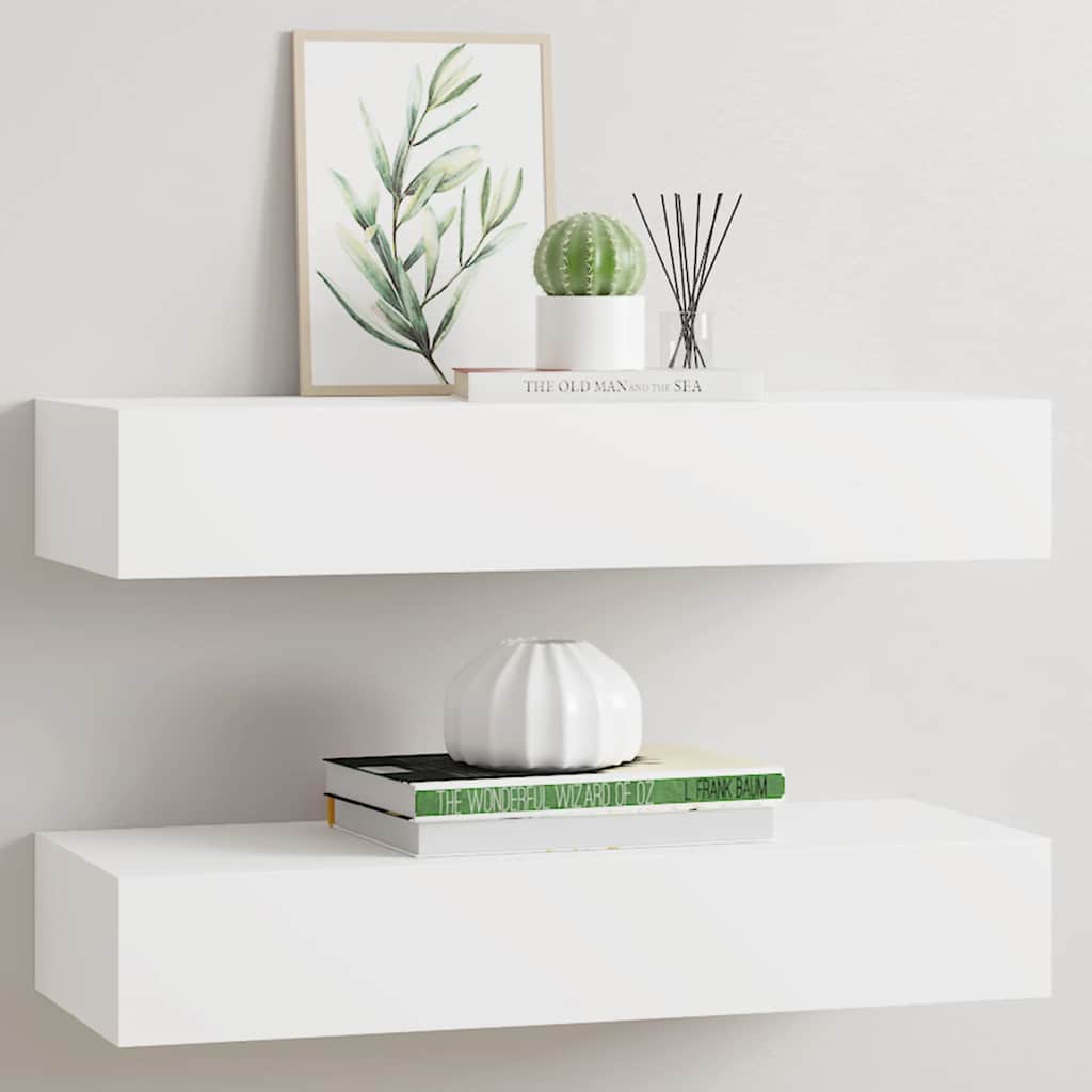 Étagères à tiroirs murales 2 pcs Blanc 60x23,5x10 cm MDF - XIOS