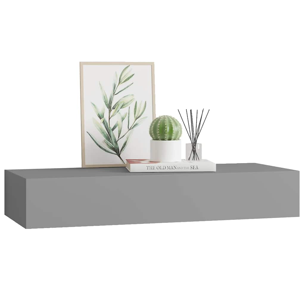 Étagère à tiroir murale Gris 60x23,5x10 cm MDF - XIOS